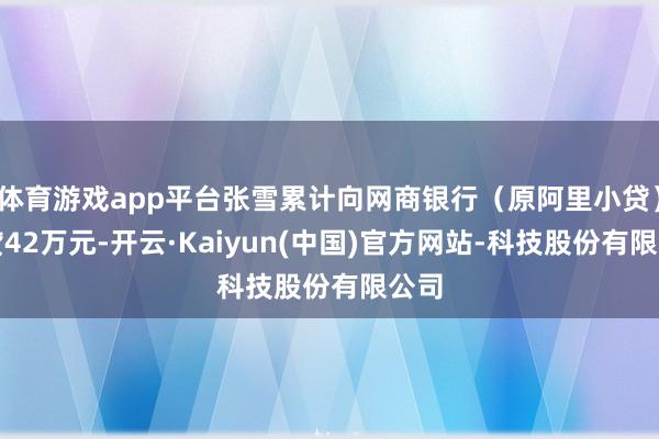 体育游戏app平台张雪累计向网商银行（原阿里小贷）假贷42万元-开云·Kaiyun(中国)官方网站-科技股份有限公司