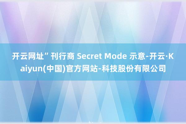 开云网址”刊行商 Secret Mode 示意-开云·Kaiyun(中国)官方网站-科技股份有限公司