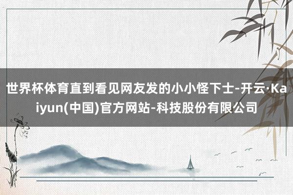 世界杯体育直到看见网友发的小小怪下士-开云·Kaiyun(中国)官方网站-科技股份有限公司
