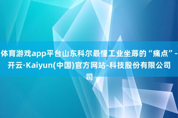 体育游戏app平台山东科尔最懂工业坐蓐的“痛点”-开云·Kaiyun(中国)官方网站-科技股份有限公司